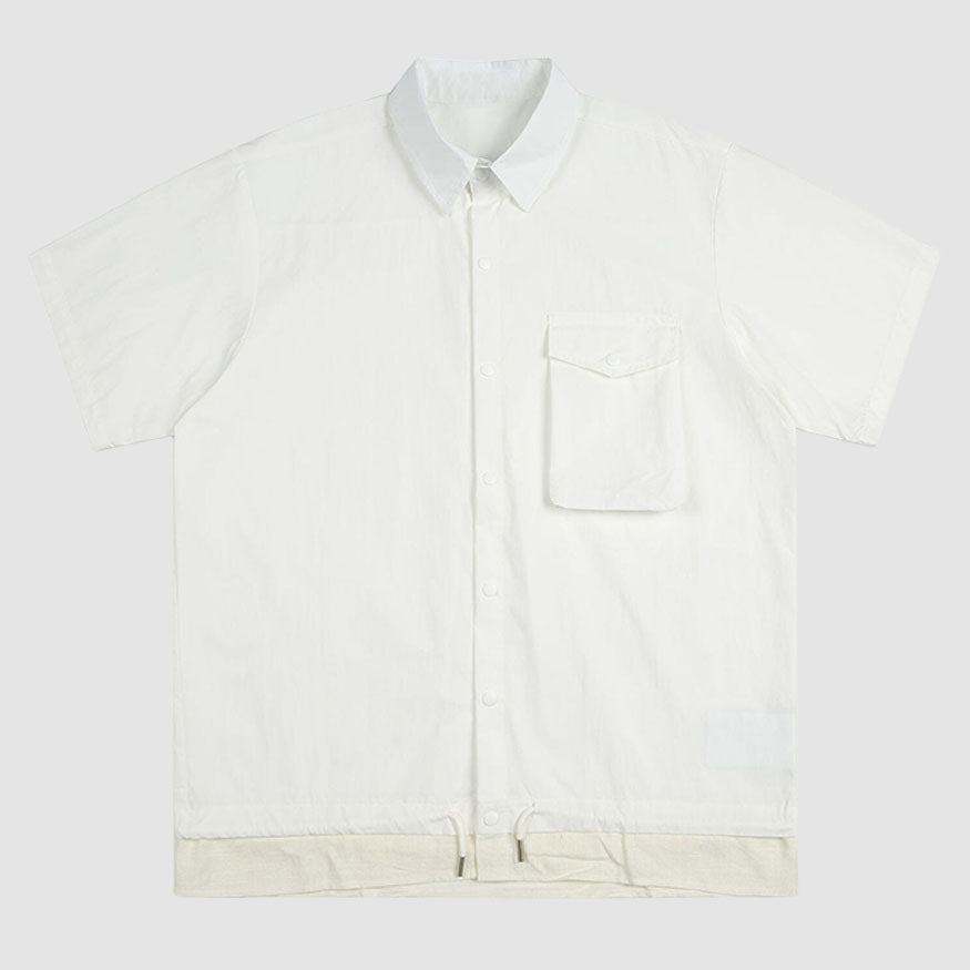 Drawstring Hem Solid Shirts