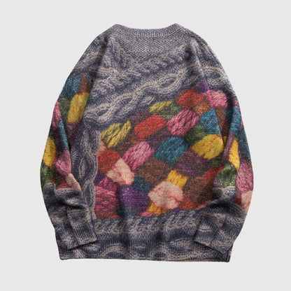 Oversized Knit Yarn Pattern Sweater