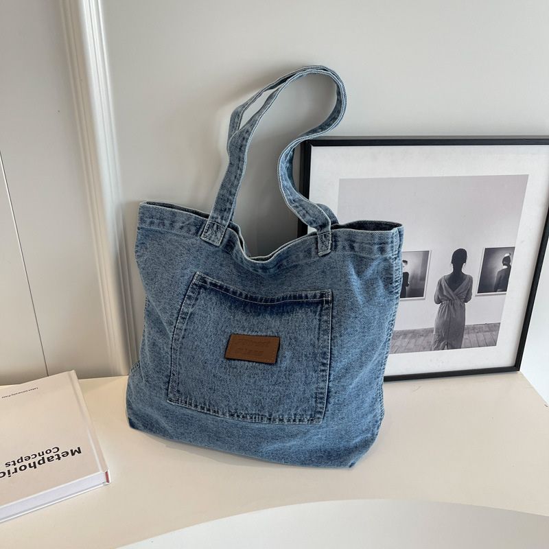 Washed Denim Shoulder Bag