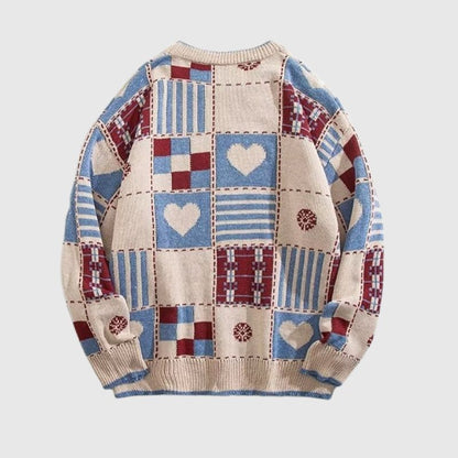 Heart embroidered knitted sweater