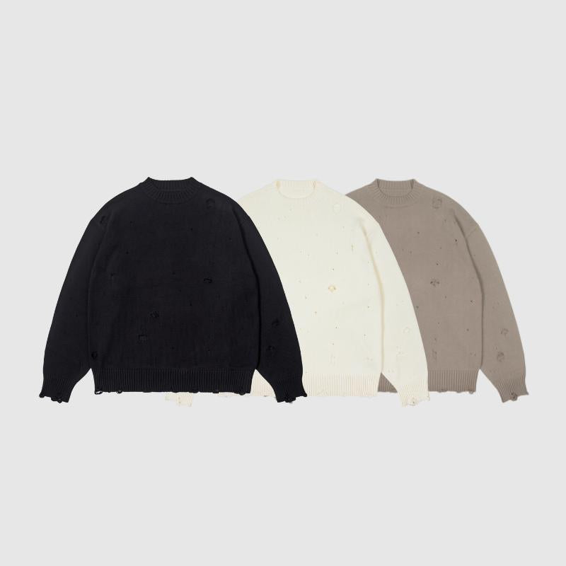 Autumn/Winter Streetwear Distressed Knit Sweater