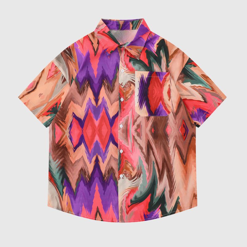 Contrast Diamond Print Shirts