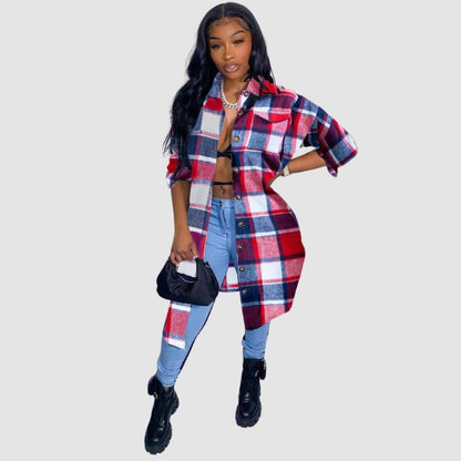 Woolen Plaid Shirt Jacket