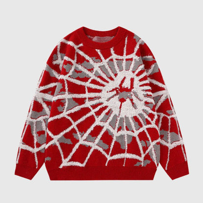 Cartoon Cobweb Print Pullover