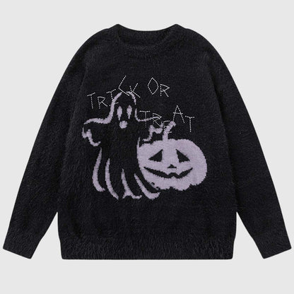 Spooky Ghost and Pumpkin Sweater