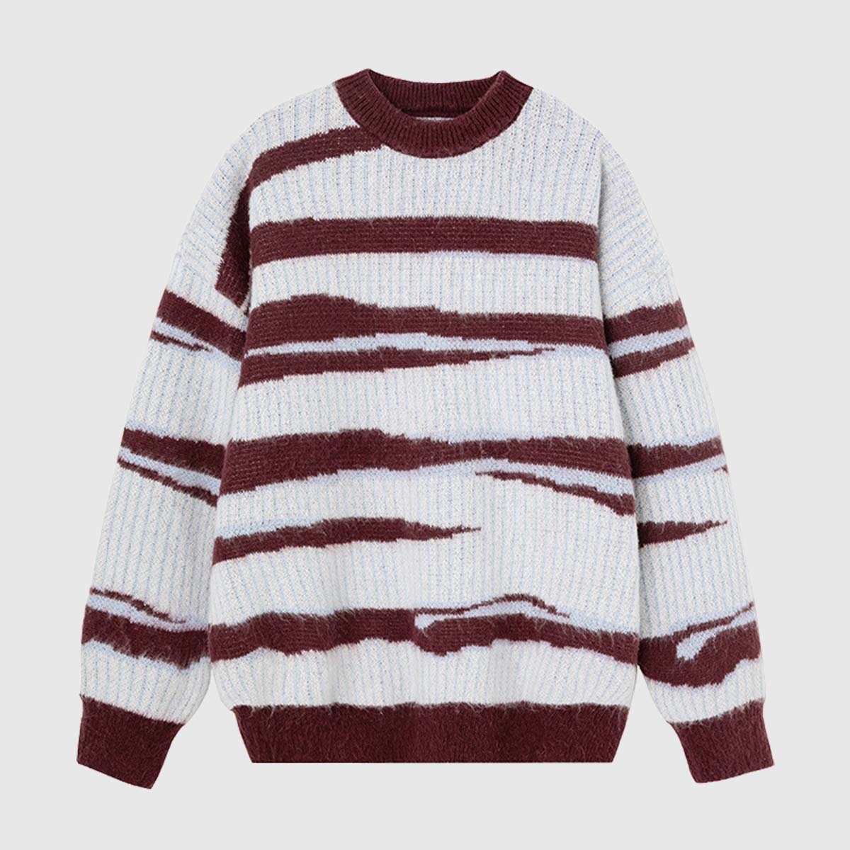 Irregular Striped Knit Sweater