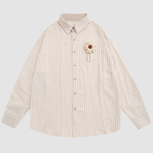 Flower Decor Stripe Shirts