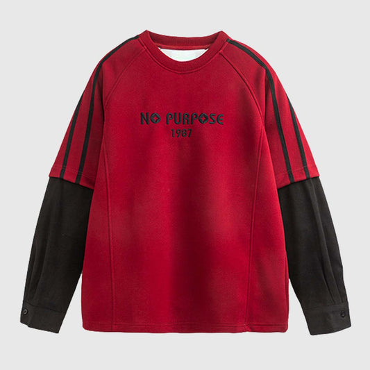 Colorblock "NO PURPOSE" Sweatshirt