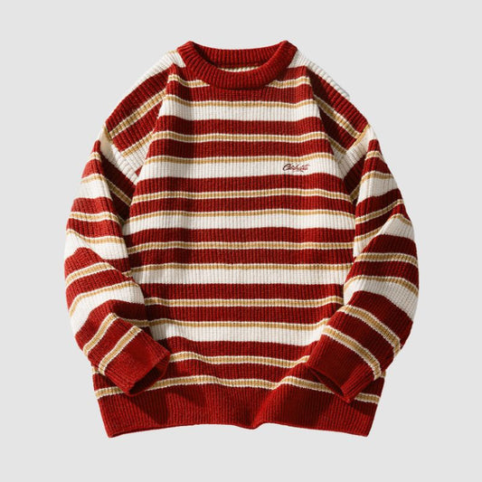 Timeless Hues Patchwork Stripe Knit Pullover