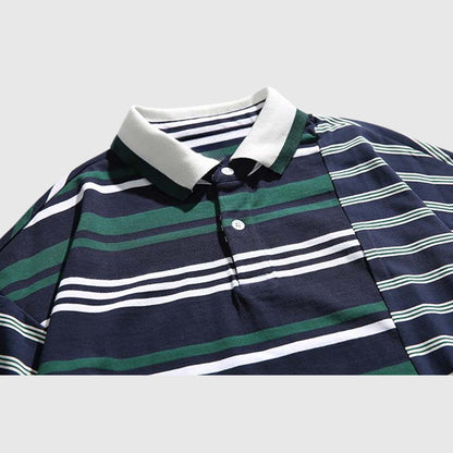 Colorblock Striped Polo Shirt