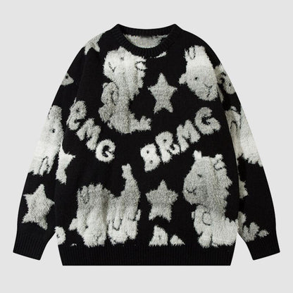 Colorful Dinosaur Jacquard Pullover