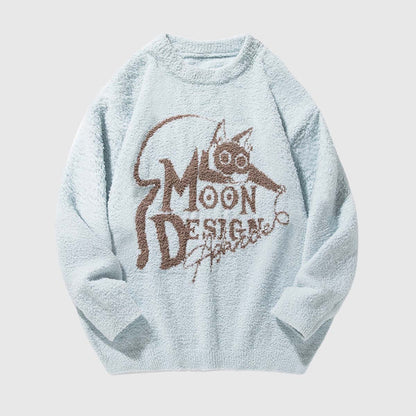 Moon Design Graphic Knit Sweater