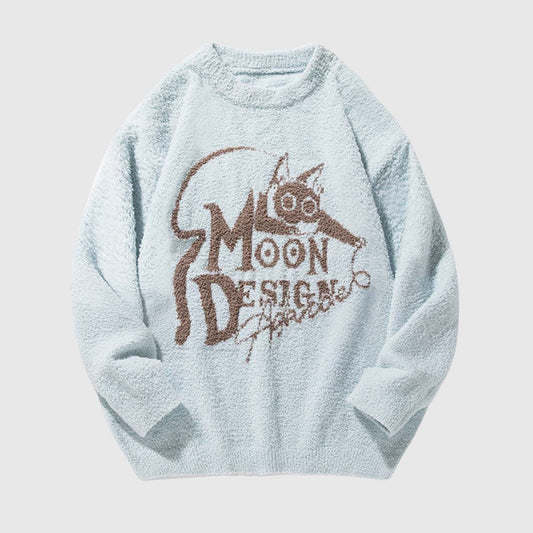 Moon Design Graphic Knit Sweater