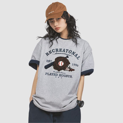 Baseball Pattern Towel Embroidered Tee