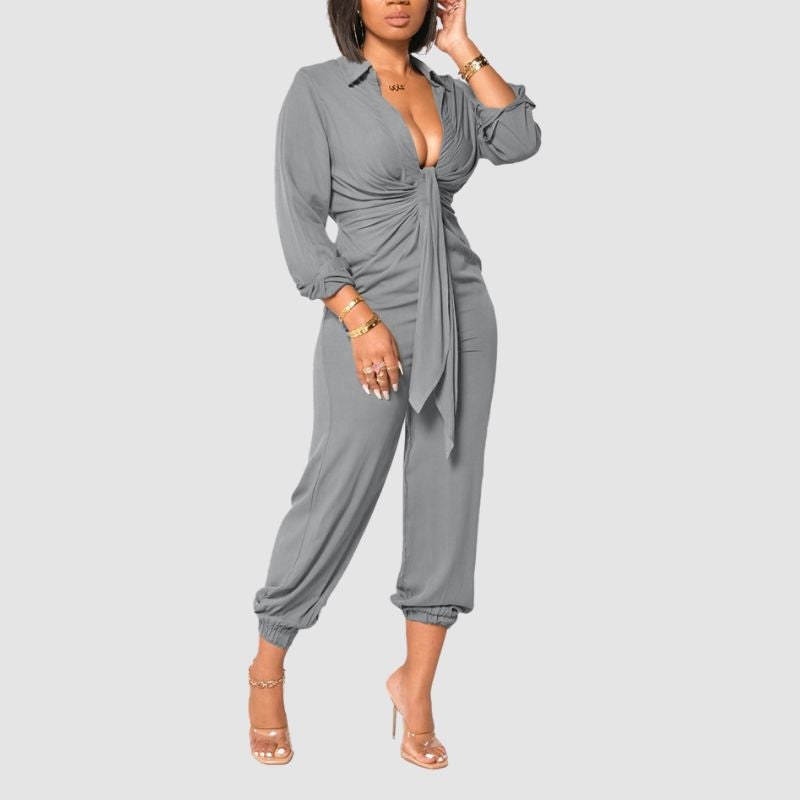 V Neck Tie UP Jumpsuits