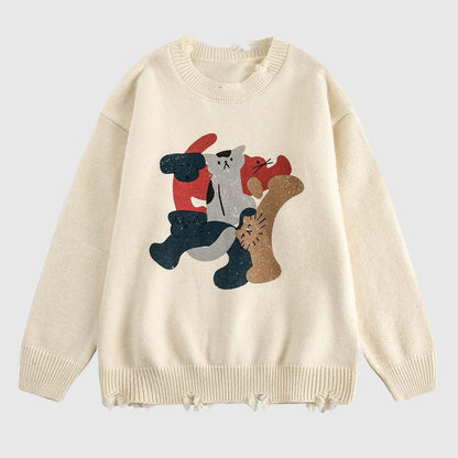 Playful Boxing Cats Sweater