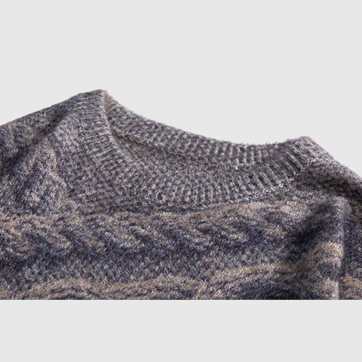 Oversized Knit Yarn Pattern Sweater