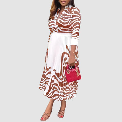 Zebra Printed Shirt & Pleated Skirt Set