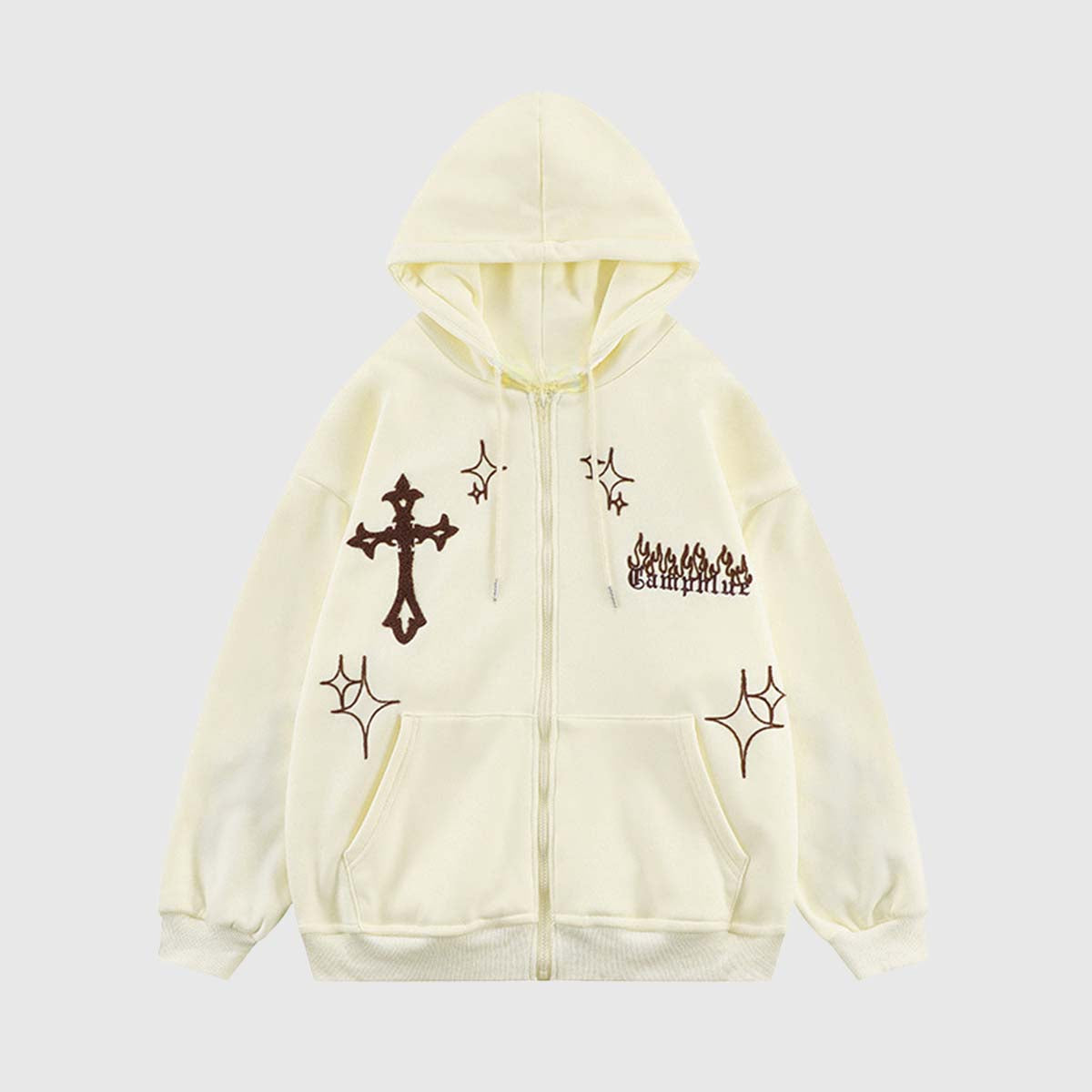 Cross Embroidery Hoodie