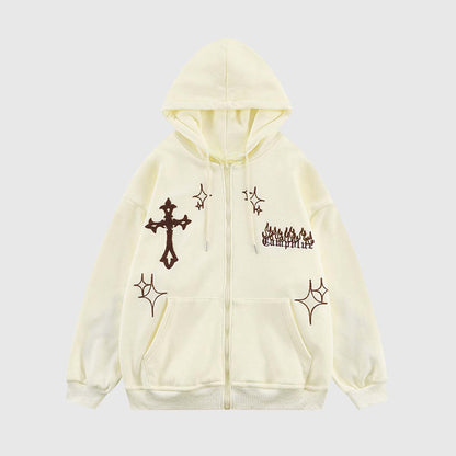 Cross Embroidery Hoodie