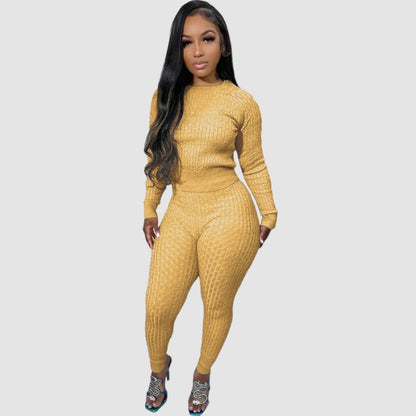 Solid Color Bodycon Sweater Set