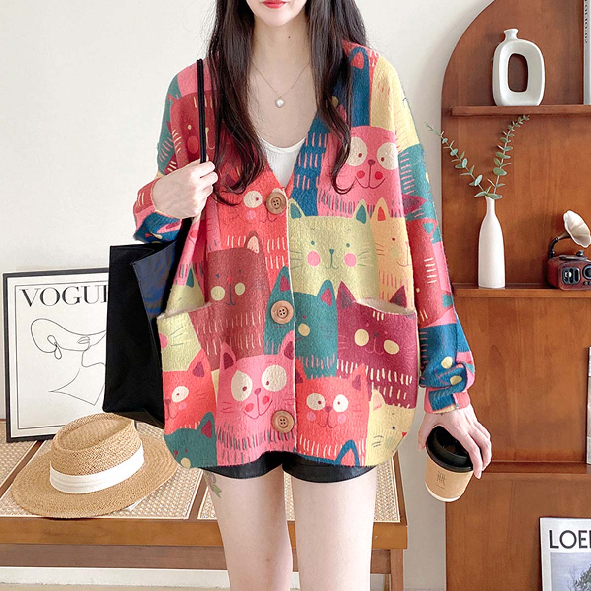 Cartoon Cat Cardigan