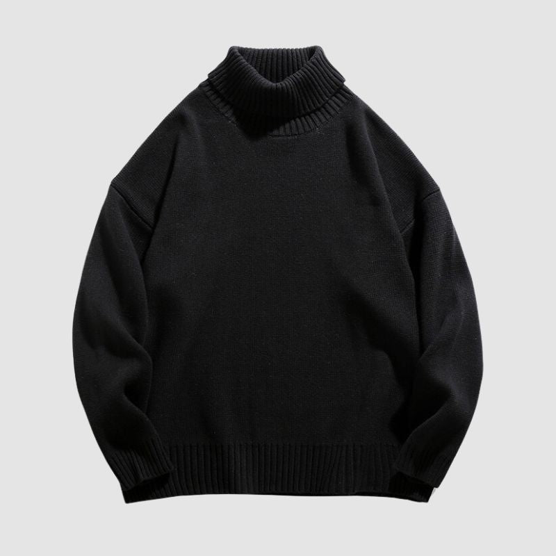 Solid Color High Neck Knit Pullover