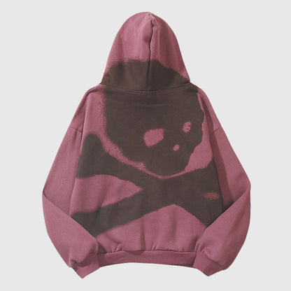 Retro Wash Skull Print Hoodie