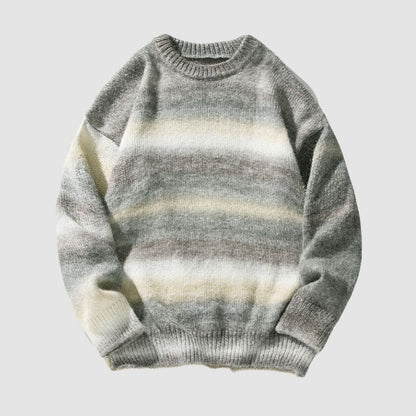 Gradient Stripe Patchwork Knit Pullover