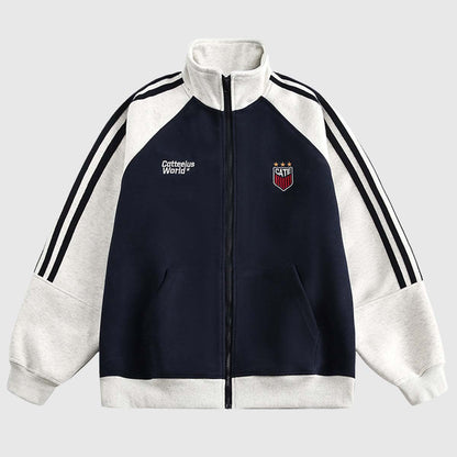 Retro Stand Collar Track Jacket