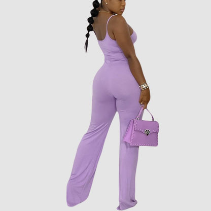 Solid Color Spaghetti Strap Jumpsuits