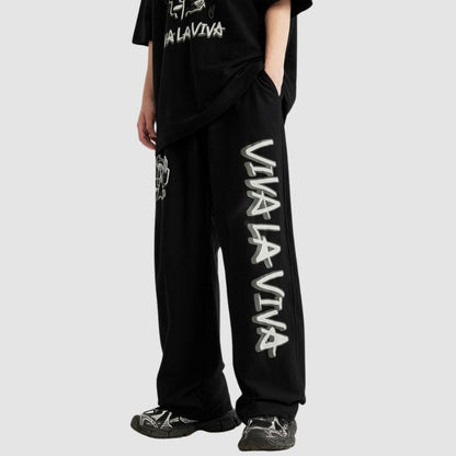 Hip-hop Letter Printed Wide Leg Pants