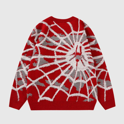 Cartoon Cobweb Print Pullover