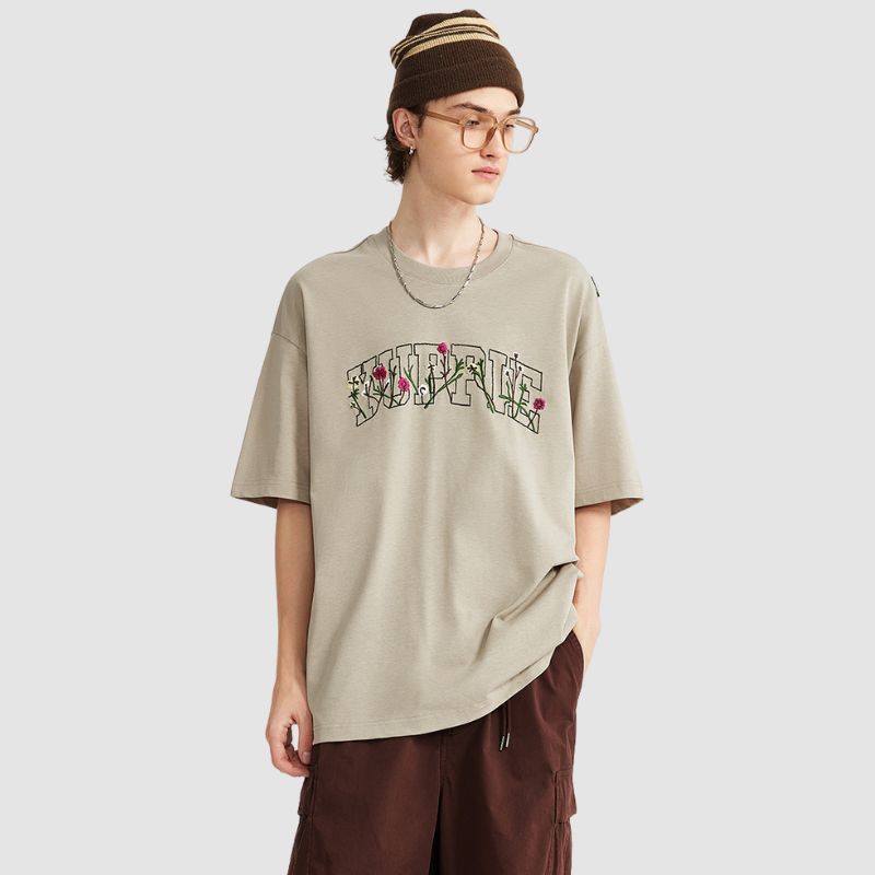 Flower Embroidered Design Tee