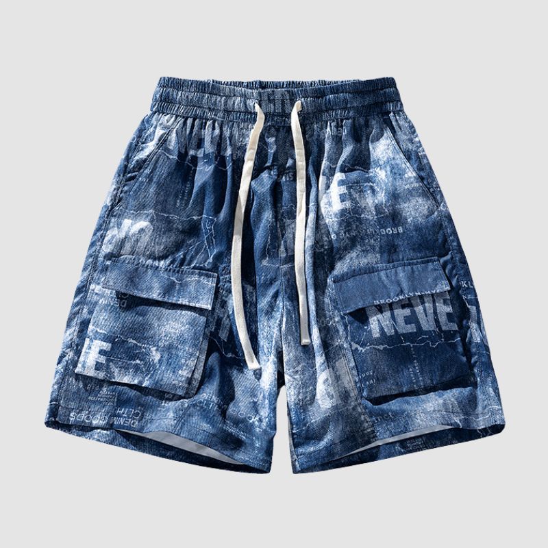 Imitation Denim Casual Shorts