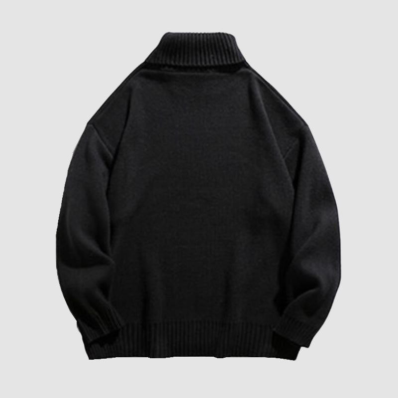 Solid Color High Neck Knit Pullover