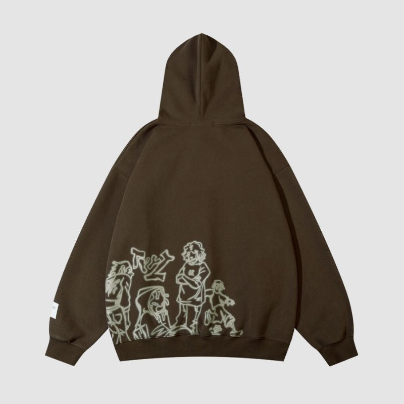 Line Person Graphic Hoodies