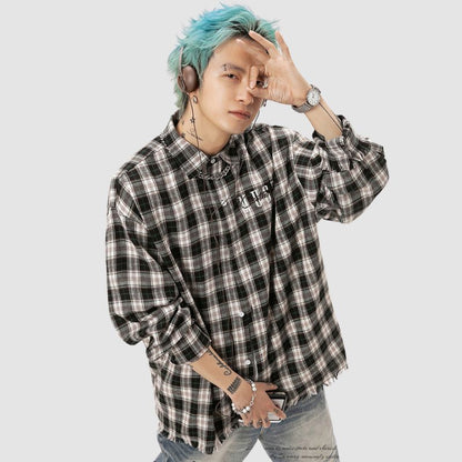 Raw Hem Plaid Shirts