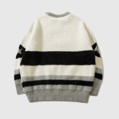 Cartoon Dragon Striped Versatile Knit Sweater