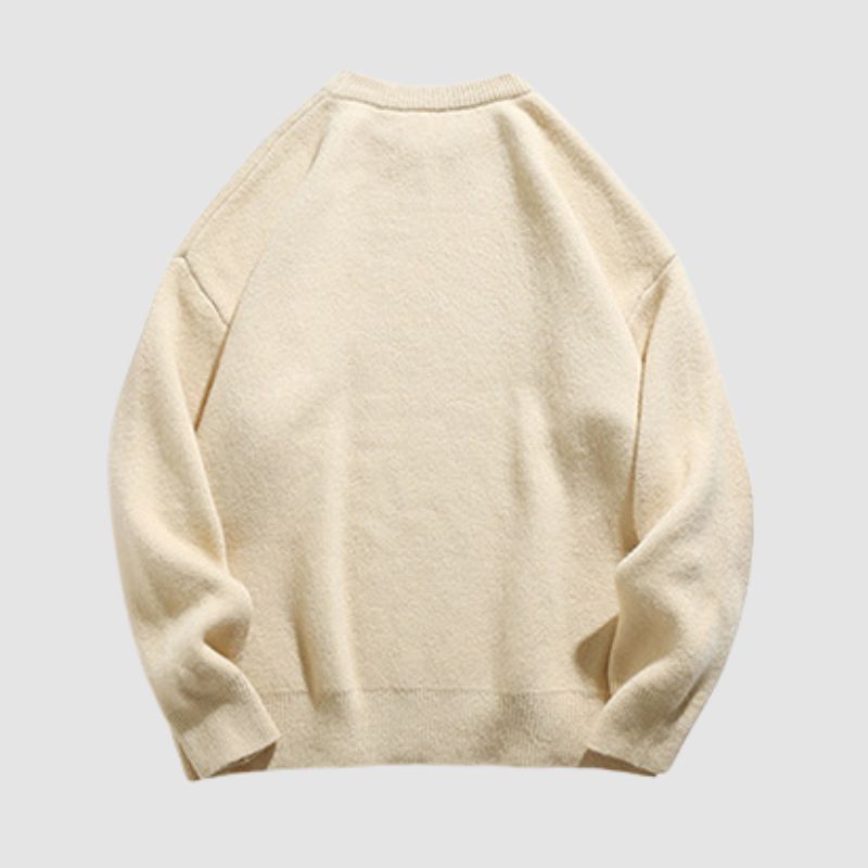 Solid Color Letter Jacquard Knit Sweater