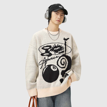 Abstract Graphic Knit Sweater