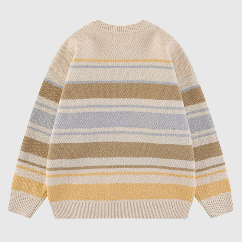 Color-blocked Stripe Knit Pullover