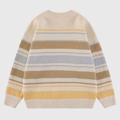 Color-blocked Stripe Knit Pullover