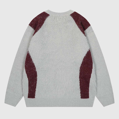 Colorblock Crew Neck Knit Sweater