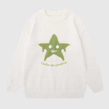 Funny Star Pattern Embroidered Pullover