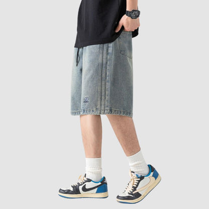 Side Embroidered Washed Jorts