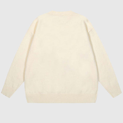 Heart Patch Oversized Knit Sweater