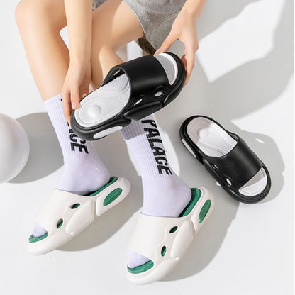 Color Contrast Platform Slippers