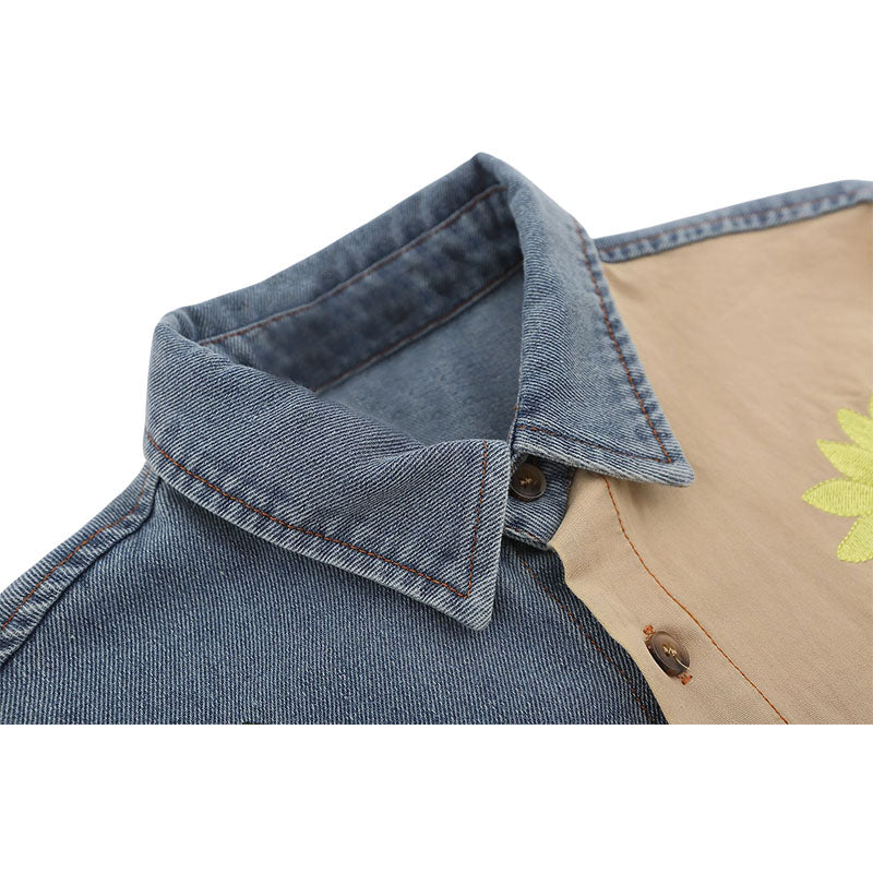 Cartoon Plant Denim Shirts