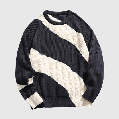 Colorblock Cable Knit Sweater